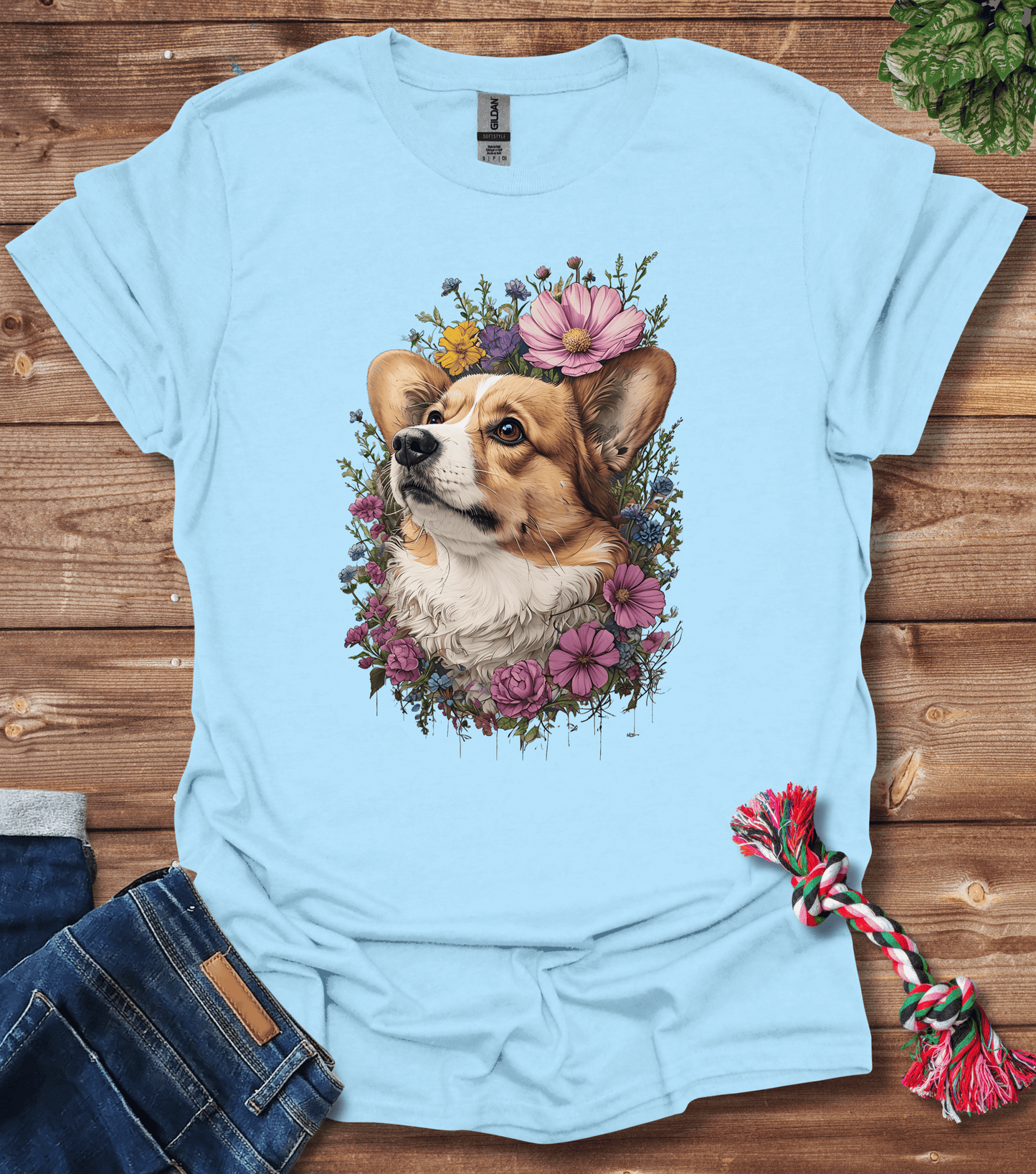Corgi In Flowers T-Shirt