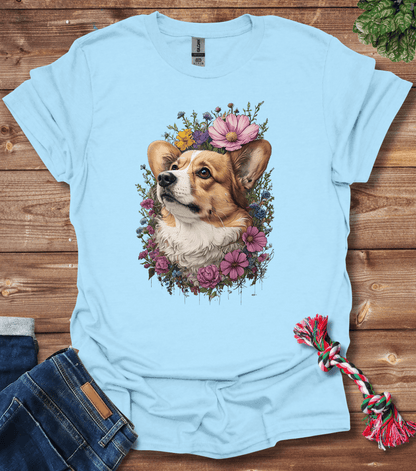 Corgi In Flowers T-Shirt