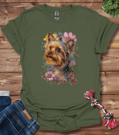 Yorkshire Terrier In Flowers T-Shirt