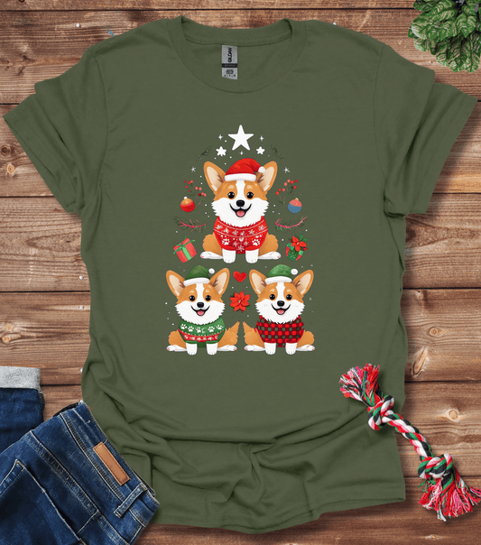 Cartoon Corgi Holiday T-Shirt