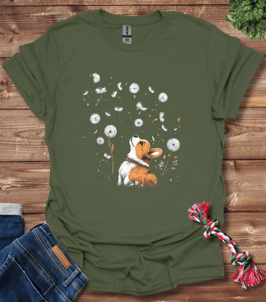 Corgi With Flowers T-Shirt