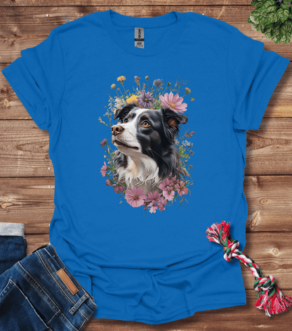 Border Collie In Flowers T-Shirt