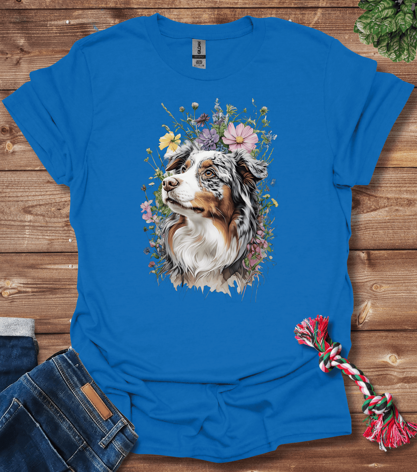Australian Shepherd In Flowers T-Shirt