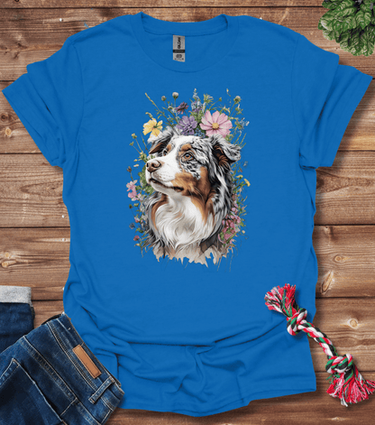 Australian Shepherd In Flowers T-Shirt