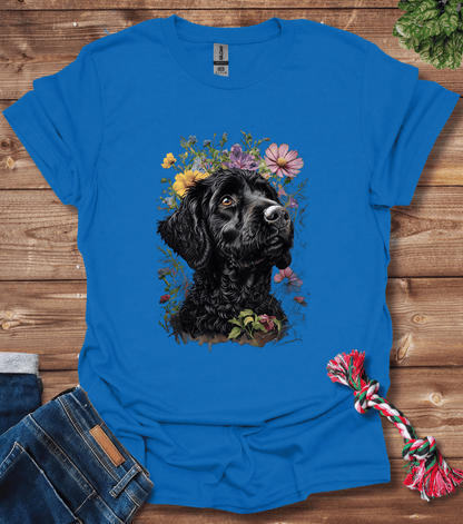 Black Labrador With Floral Crown T-Shirt