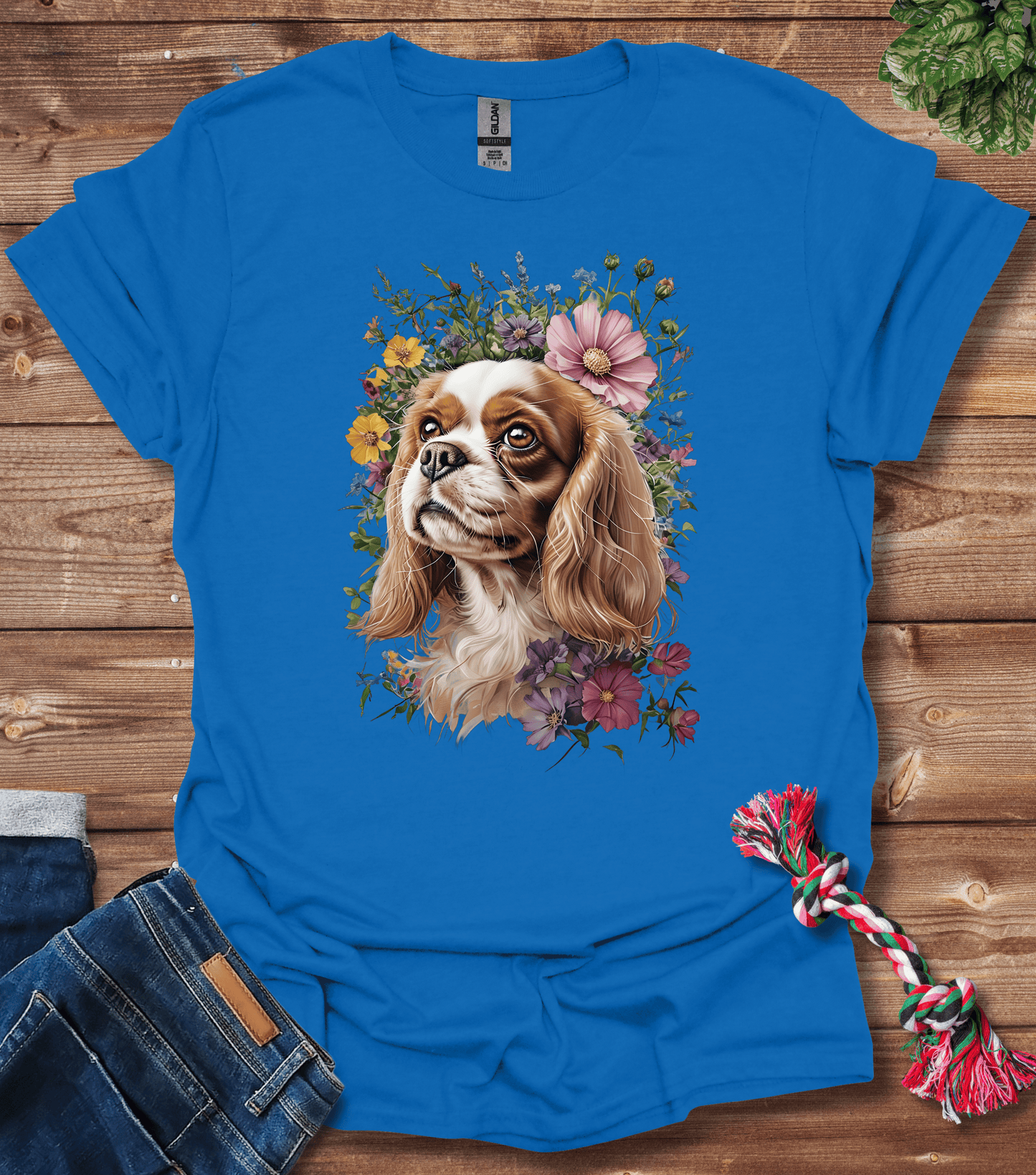 Cavalier King Charles Spaniel In Flowers T-Shirt