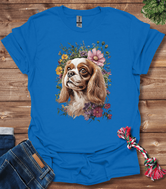 Cavalier King Charles Spaniel In Flowers T-Shirt