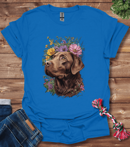 Brown Labrador Retriever With Brown Floral Crown T-Shirt