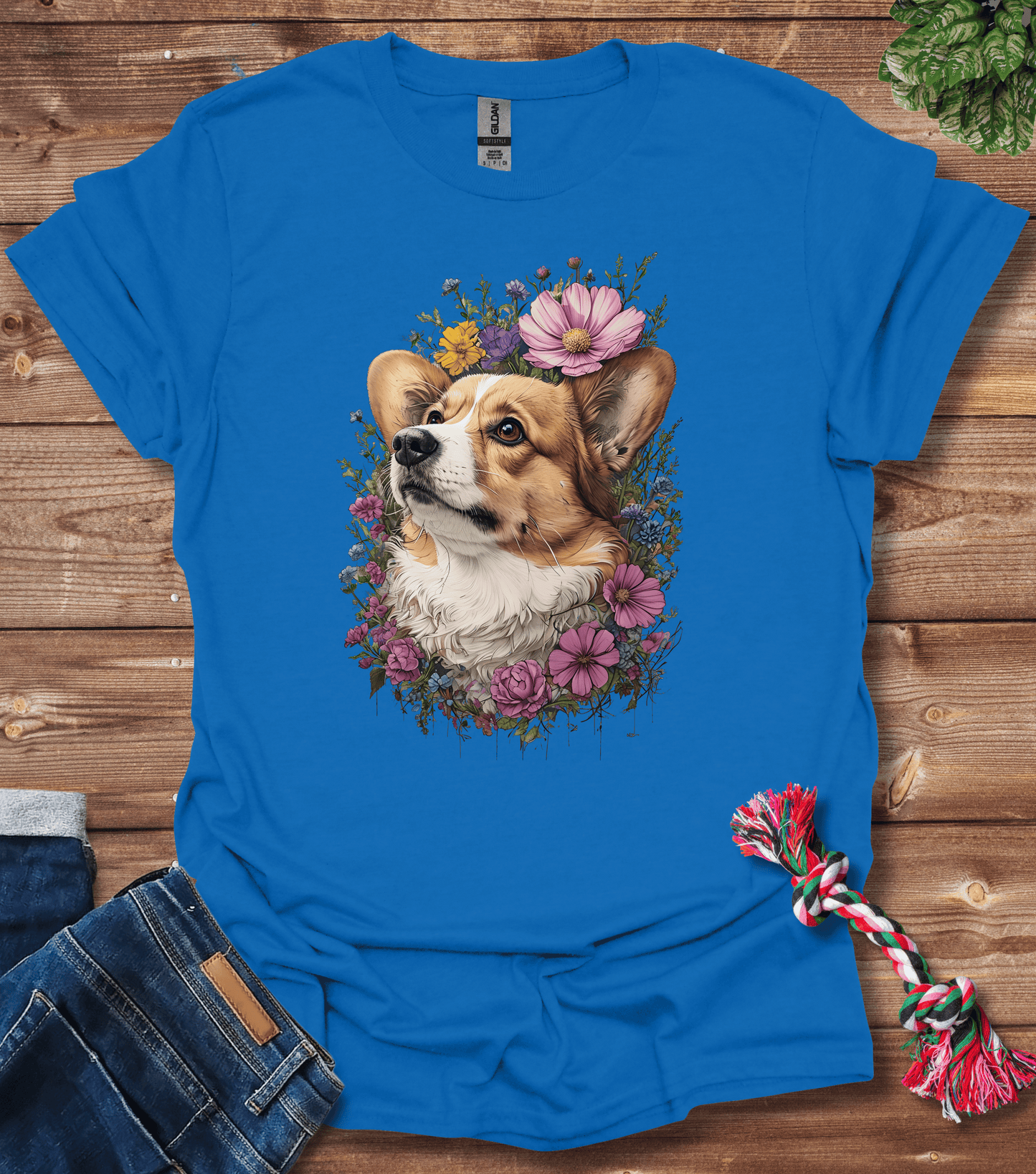 Corgi In Flowers T-Shirt