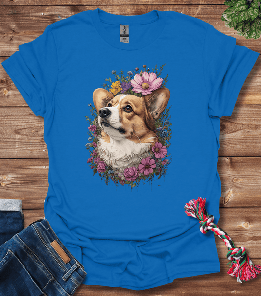 Corgi In Flowers T-Shirt