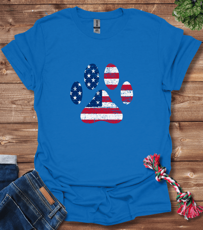 American Flag Dog Paw T-Shirt