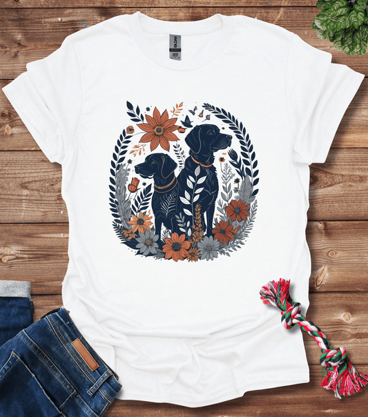 Dogs And Flowers T-Shirt