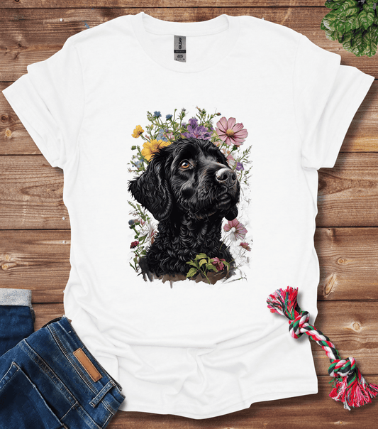 Black Labrador With Floral Crown T-Shirt