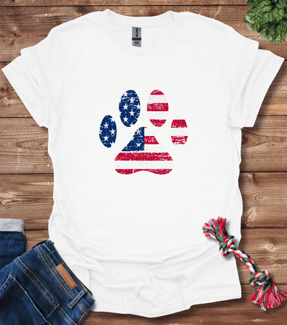 American Flag Dog Paw T-Shirt