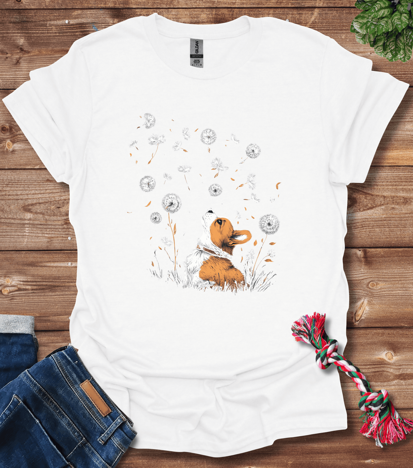 Corgi With Flowers T-Shirt