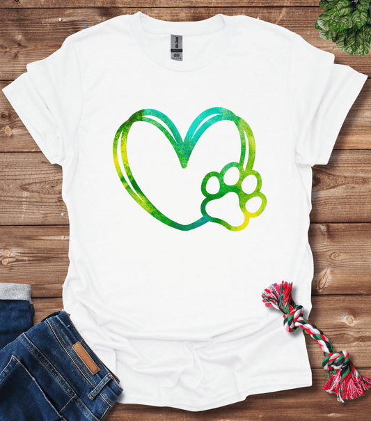 Dog Love Heart Paw T-Shirt