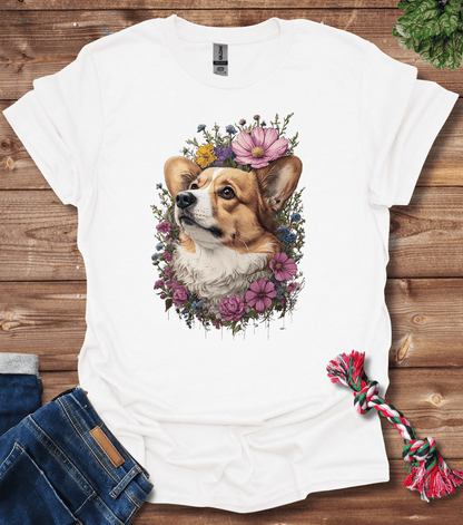 Corgi In Flowers T-Shirt